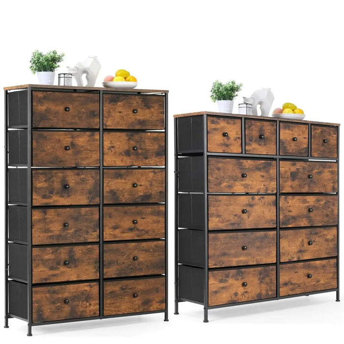 12-Drawer Storage Tower, Fabric Chest of Drawers with Wooden Top, image 2