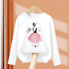 Girls’ Long-Sleeve Cotton T-Shirt – Fun Printed Spring Top