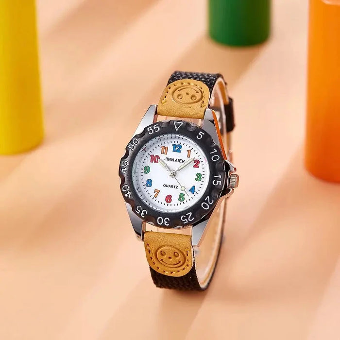 Kids' Colourful Number Quartz Watch, Dial Pattern and Digital Styles