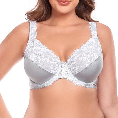 LuxeCurve Lace Minimiser Bra – Full Cup Plus Size Support (36C–50J)