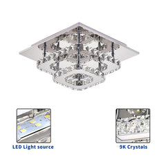 KOMORE 36W Crystal LED Ceiling Light – Modern Flush Mount, Cool White
