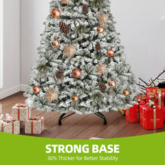 Snow Flocked Pre-Lit Christmas Tree with 8 Light Modes