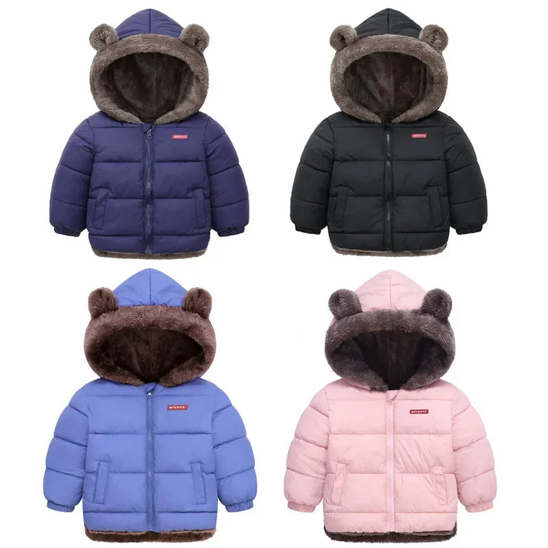 Kids' Fleece Lined Puffer Jacket with Bear Ears
