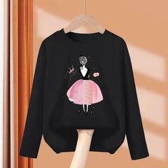 Girls’ Long-Sleeve Cotton T-Shirt – Fun Printed Spring Top