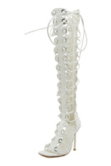 GlamourStride Knee-High Gladiator Heels