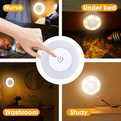 Portable LED Night Light – USB Rechargeable, Touch Control, Warm Ambience