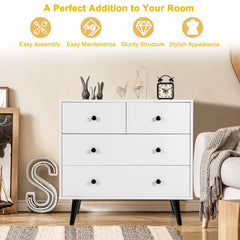 GOFLAME 4-Drawer Wooden Dresser – Modern Chest of Drawers with Anti-Tip Safety
