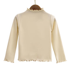 Girls' Frilled Turtleneck Long-Sleeve Top – Soft & Stylish