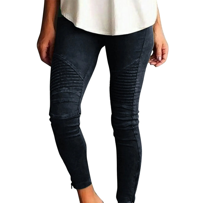 Chic Stripe Slim-Fit Trousers, Black
