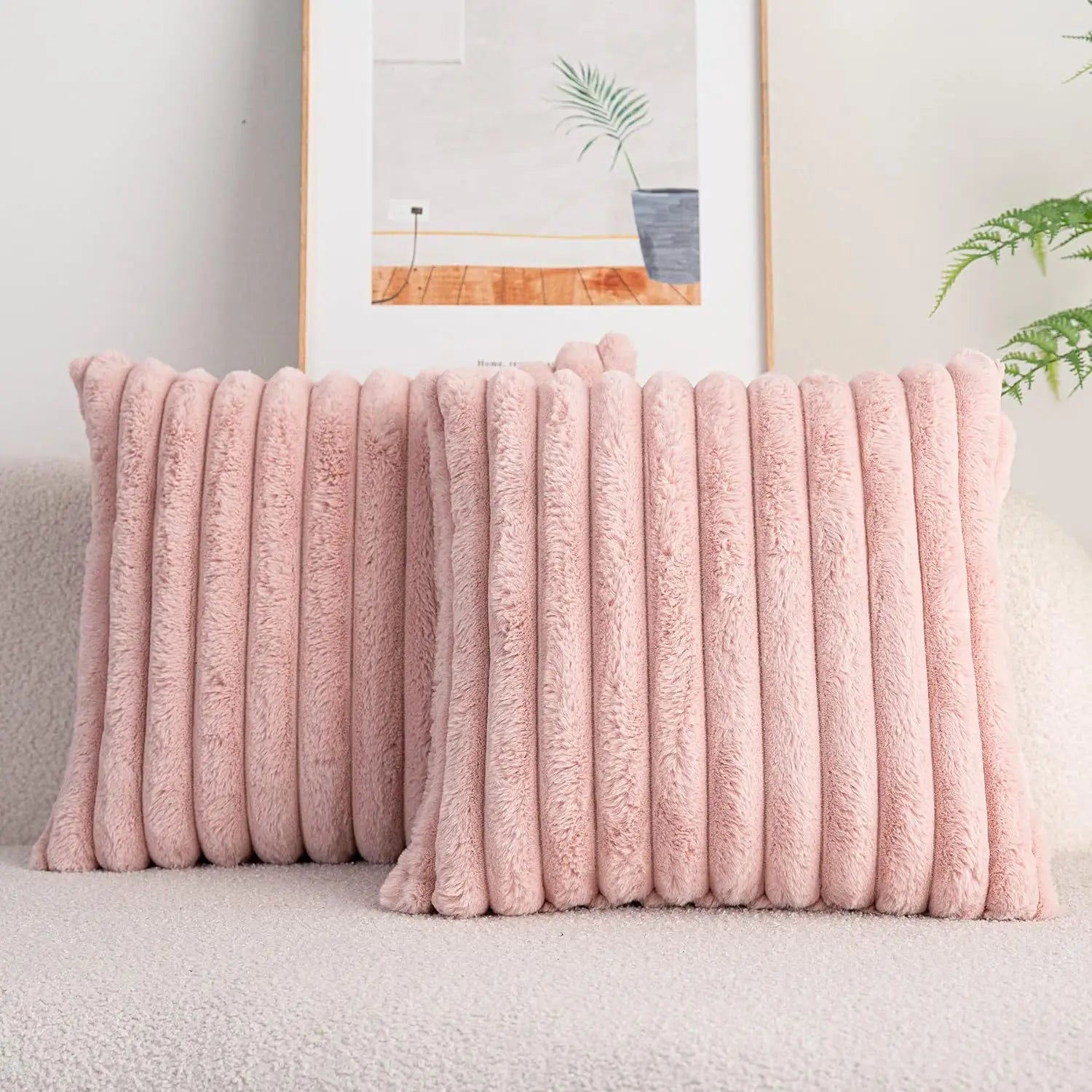 Faux Fur Striped Cushion Cover, 45 x 45 cm