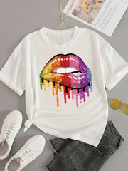 Love Letter Print Graphic T-Shirt – Casual Short Sleeve Women’s Tee