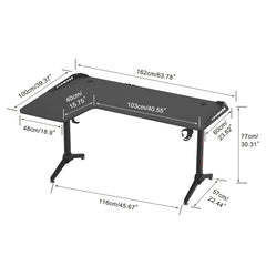 L-Shaped RGB Gaming Desk – Large Corner Computer Table with LED Lights
