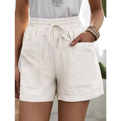 Women’s High-Waisted Linen Shorts – Casual Summer Sweatshorts with Pockets