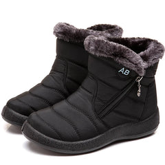 Women's Faux Fur Trim Low Heel Ankle Boots