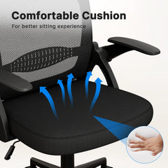 FlexiErgo Mesh Office Chair – Space-Saving Swivel Desk Chair with Lumbar Support