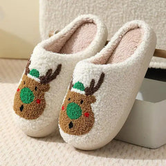 Rainbow Plush Smiling Peach Heart Winter Slippers