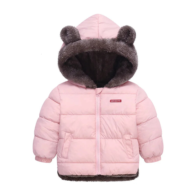 Kids' Fleece Lined Puffer Jacket with Bear Ears