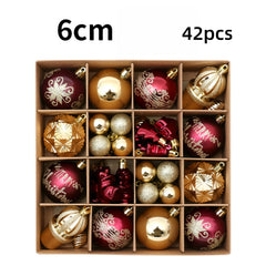 Painted Christmas Bauble Set, 42 Pieces