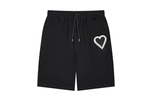 Men’s Designer Heart-Print Jogger Shorts – Hip Hop Casual Streetwear
