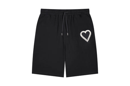 Men’s Designer Heart-Print Jogger Shorts – Hip Hop Casual Streetwear