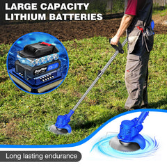 21V Cordless Strimmer Kit – Lightweight Electric Grass Trimmer with Blades & Rechargeable Batteries