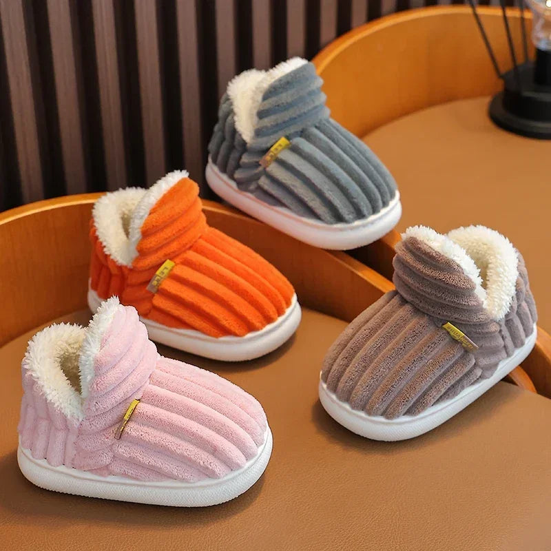 Kids' Striped Plush Slippers