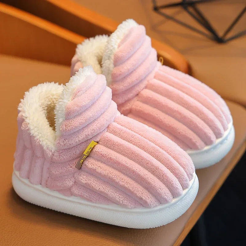 Kids' Striped Plush Slippers