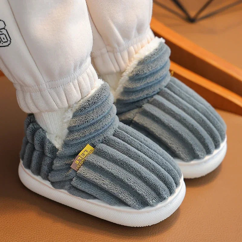 Kids' Striped Plush Slippers
