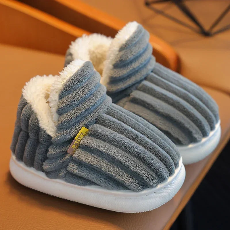 Kids' Striped Plush Slippers