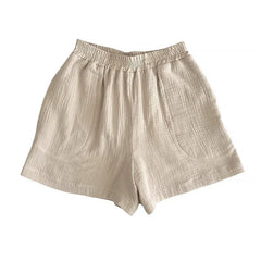 Women's 100% Cotton Muslin Shorts – High Waist Wide-Leg Summer Shorts