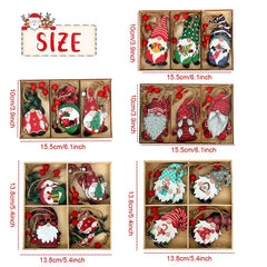 Wooden Christmas Gnome and Santa Decorations, Box of 12