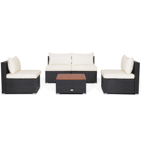 GOFLAME 5-Piece PE Wicker Patio Set – Outdoor Conversation & Dining Set