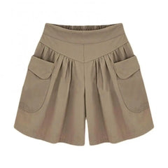 Women's Wide-Leg Casual Shorts – High Waist Loose Fit with Pockets