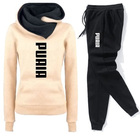 Women's Casual Tracksuit Set – Hooded Sweatshirt & Jogger Pants Outfit
