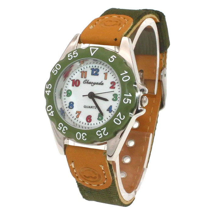 Kids' 24-Hour Quartz Canvas Watch, Green