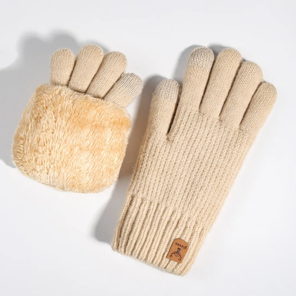 Women's Cable Knit Touchscreen Gloves, Plush Lined