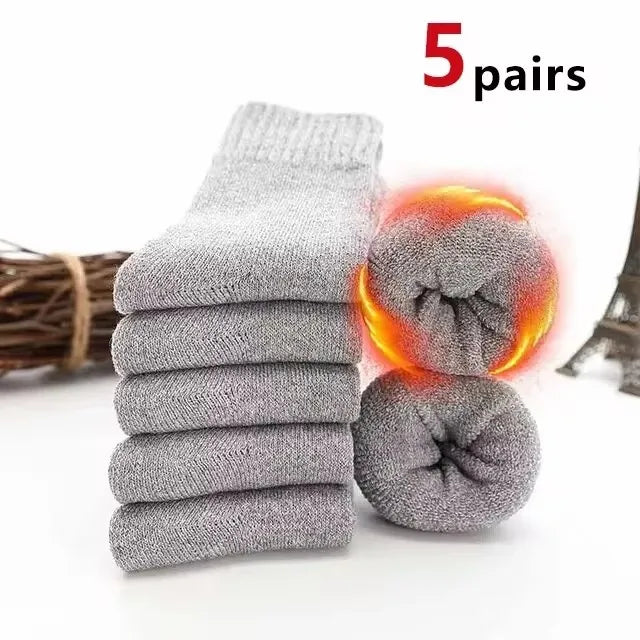 Thick Terry Winter Socks, 5 Pairs
