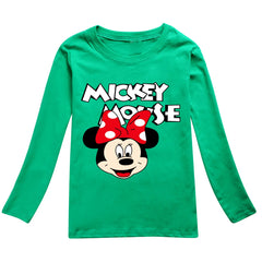 Girls' Minnie Long-Sleeve Cartoon T-Shirt – Fun & Casual