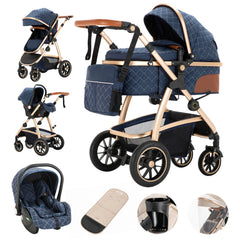 Luxurious 3-in-1 Baby Stroller – Portable High Landscape Folding Pram with Aluminum Frame