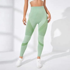High-Waisted Booty-Lifting Leggings – Striped Mesh Gym & Running Tights