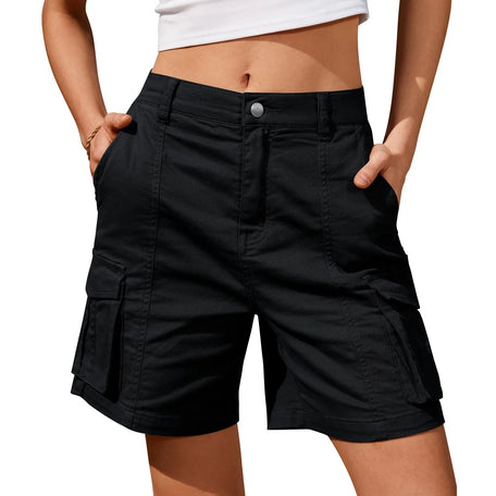 Women's Vintage Cargo Shorts – Low Waist Casual Summer Shorts with Pockets