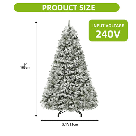 Snow Flocked Pre-Lit Christmas Tree with 8 Light Modes