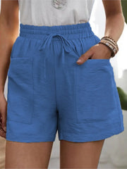 Women’s High-Waisted Linen Shorts – Casual Summer Sweatshorts with Pockets