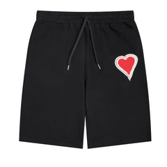 Men’s Designer Heart-Print Jogger Shorts – Hip Hop Casual Streetwear