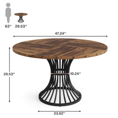 Tribesigns Round Dining Table – 47" Farmhouse Kitchen & Dining Table for 4-6 People