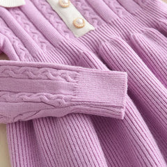 Girls' Ruffle Collar Knitted Jumper Dress
