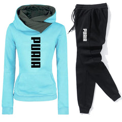 Women's Casual Tracksuit Set – Hooded Sweatshirt & Jogger Pants Outfit