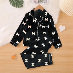 Girls' Satin Silk Pyjama Set – Long Sleeve Two-Piece Sleepwear