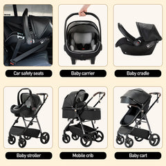 3-in-1 Luxurious Baby Stroller – High Landscape Travel Pram with Baby Carrier