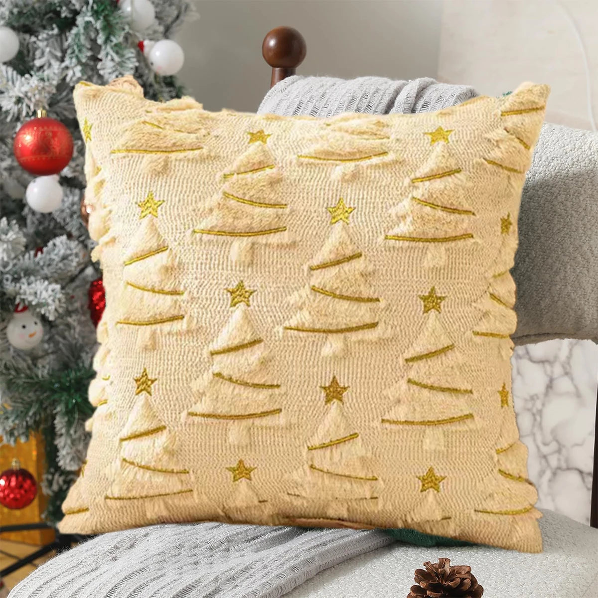 Plush Christmas Tree Cushion Cover, 45 x 45cm